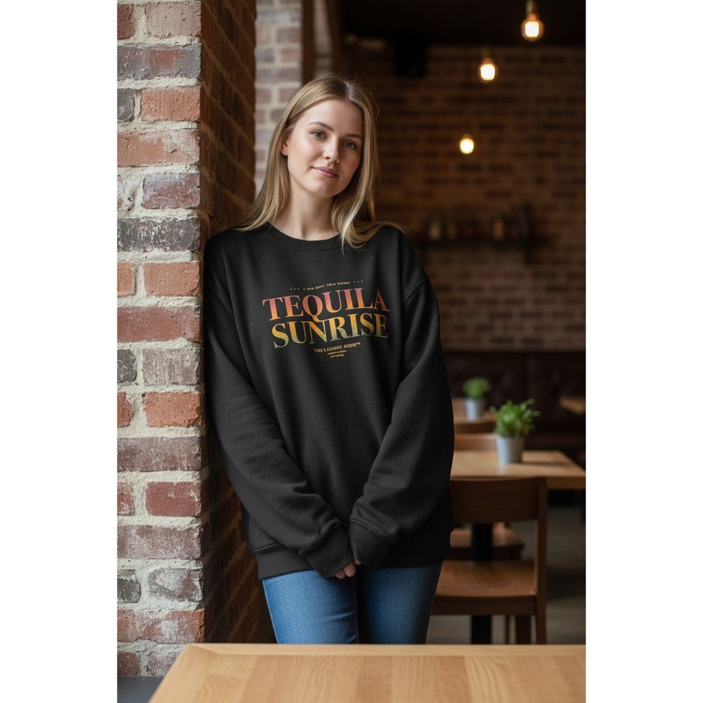The Laundry Room Tequila Sunrise Graphic Oversized Sweatshirt Black X Small NWT